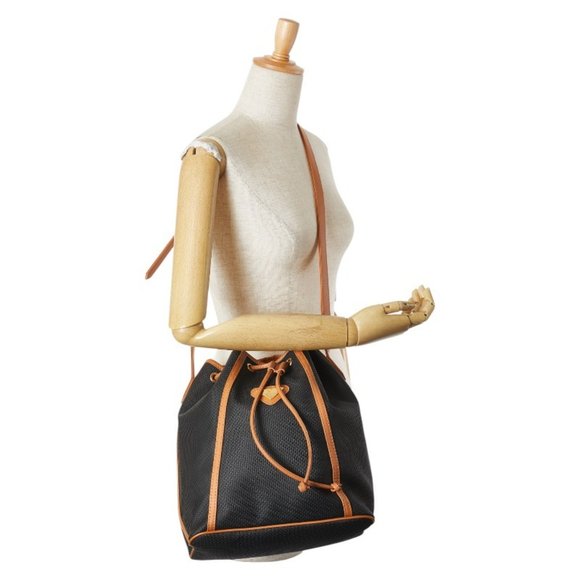 Saint Laurent YSL logo drawstring shoulder bag in black and brown leather for... - Picture 10 of 10